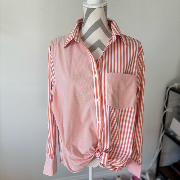 Womens Before You Striped Button Down Shirt - Picture 2 of 8